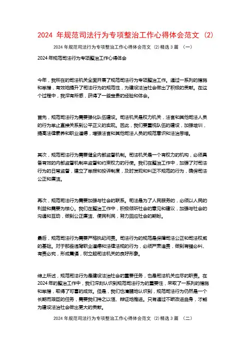 2024年规范司法行为专项整治工作心得体会范文3篇