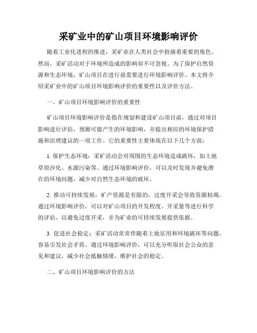 采矿业中的矿山项目环境影响评价