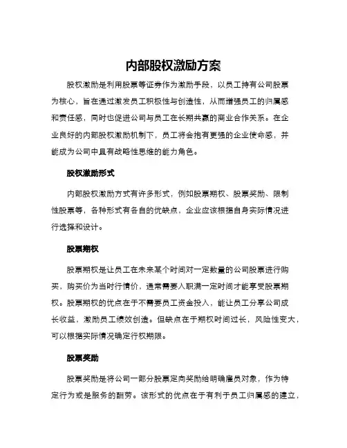 内部股权激励方案