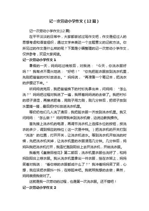 记一次劳动小学作文（12篇）