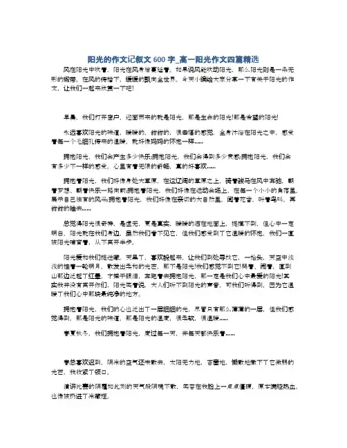 阳光的作文记叙文600字_高一阳光作文四篇精选