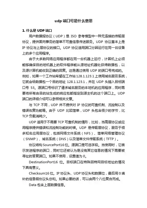 udp端口号是什么意思