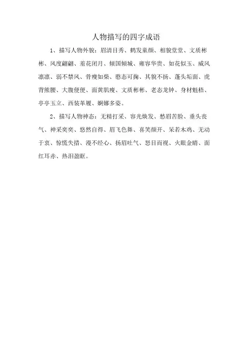 人物描写的四字成语