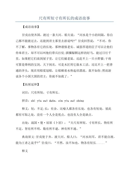 尺有所短寸有所长的成语故事