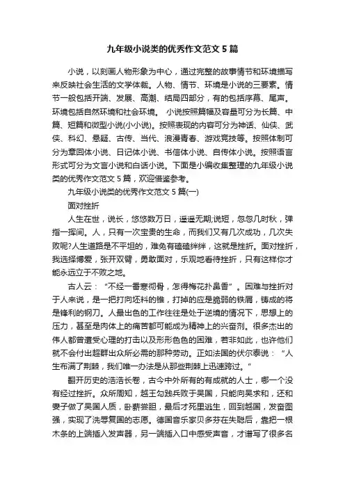 九年级小说类的优秀作文范文5篇