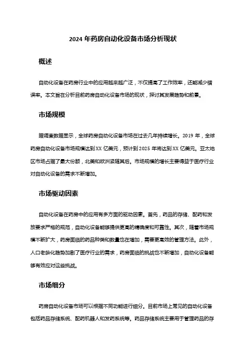 2024年药房自动化设备市场分析现状
