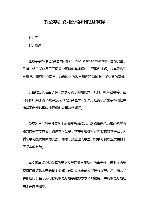 数公基定义-概述说明以及解释