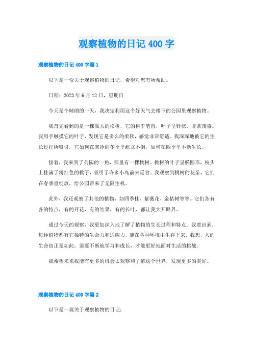 观察植物的日记400字