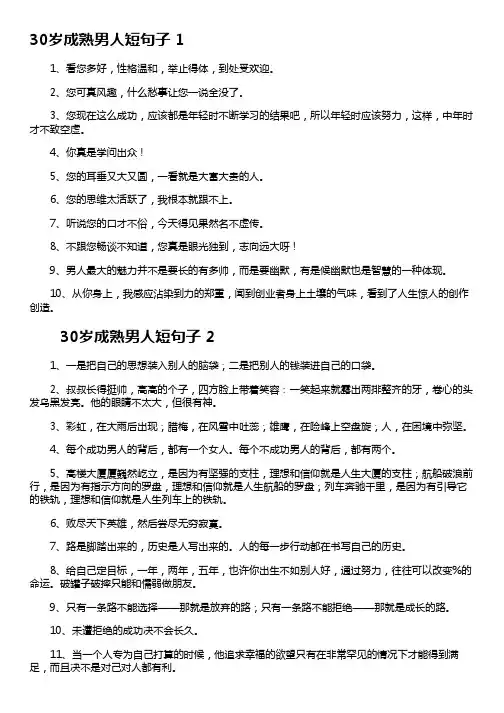 三十岁男人语录