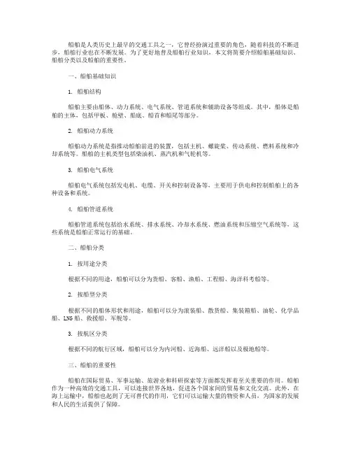 普及宣传船舶行业知识
