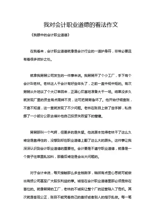 我对会计职业道德的看法作文