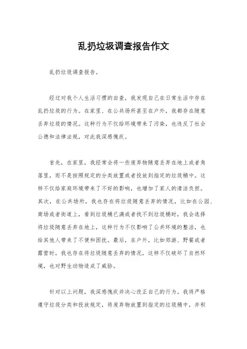 乱扔垃圾调查报告作文