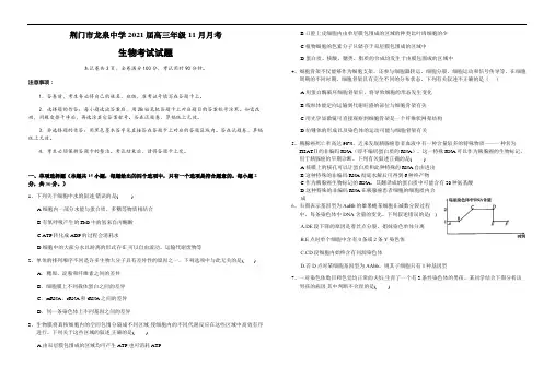 湖北省荆门市龙泉中学2021届高三11月月考(期中)生物试题 (含答案)