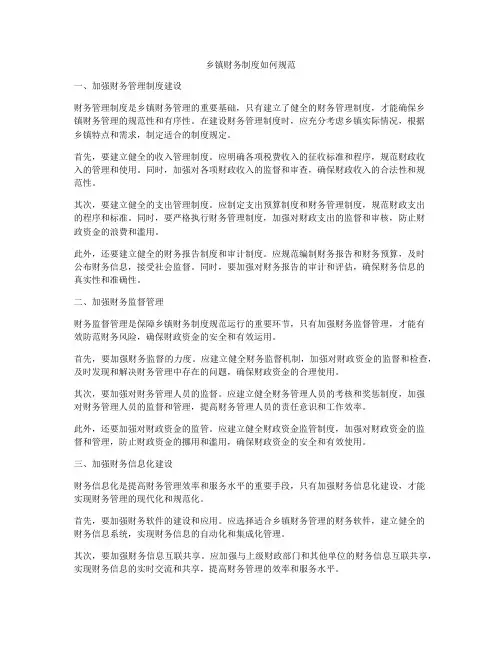 乡镇财务制度如何规范