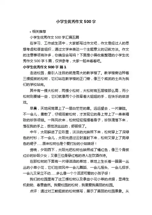 小学生优秀作文500字
