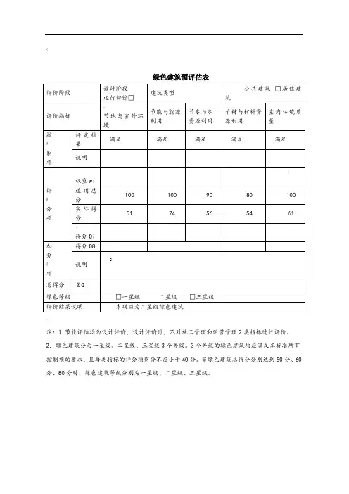 绿建预评估表