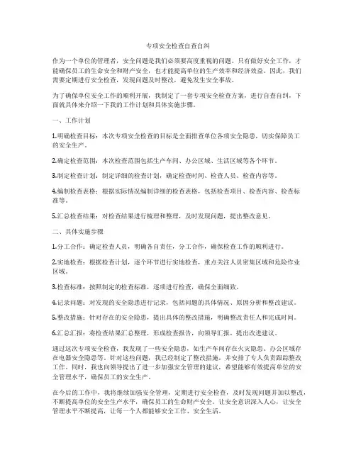 专项安全检查自查自纠