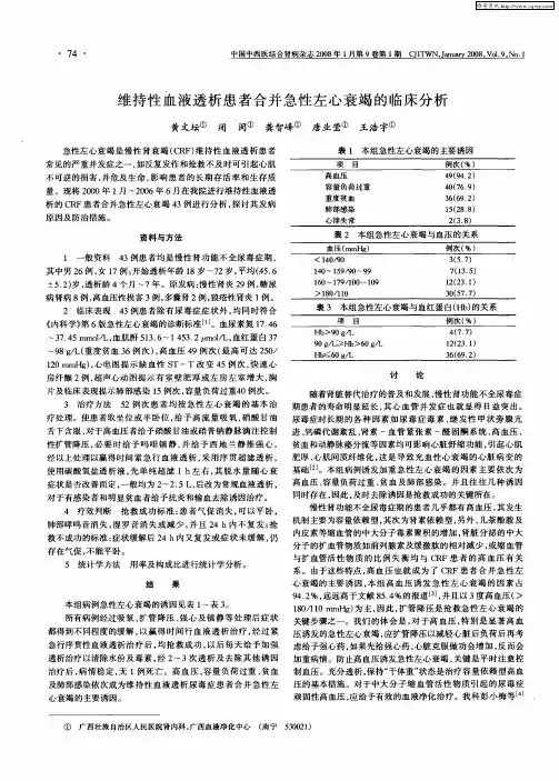 维持性血液透析患者合并急性左心衰竭的临床分析
