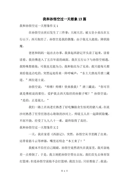 我和孙悟空过一天想象13篇