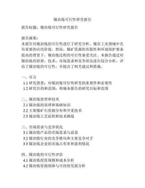 镍冶炼可行性研究报告