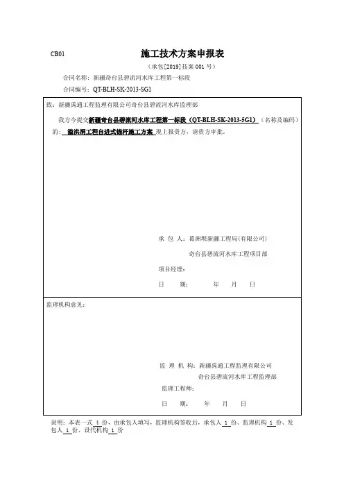 自进式锚杆施工方案(溢洪洞)