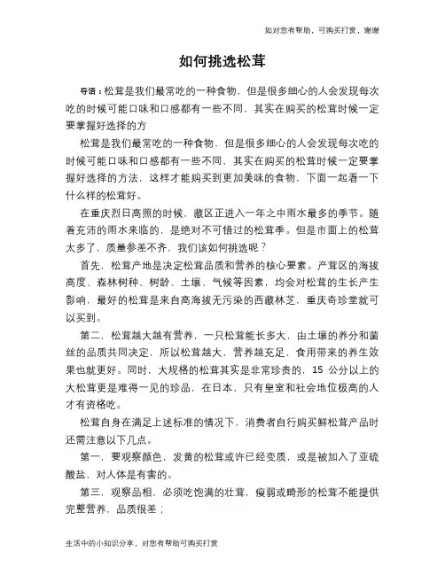 如何挑选松茸