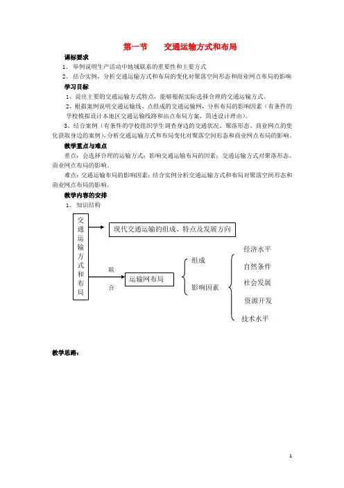 2020高中地理 第五章第1节 交通运输方式和布局教案 新人教版必修2