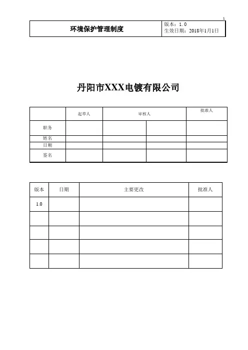 电镀企业环保管理制度模板