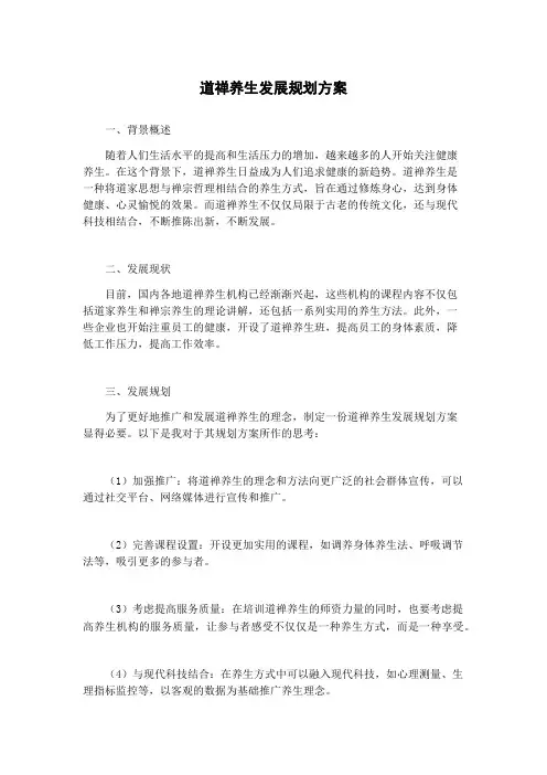 道禅养生发展规划方案