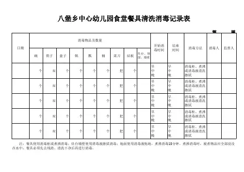食堂餐具消毒登记表
