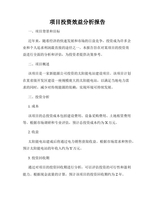 项目投资效益分析报告