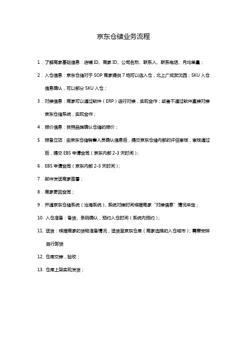 京东仓储业务流程