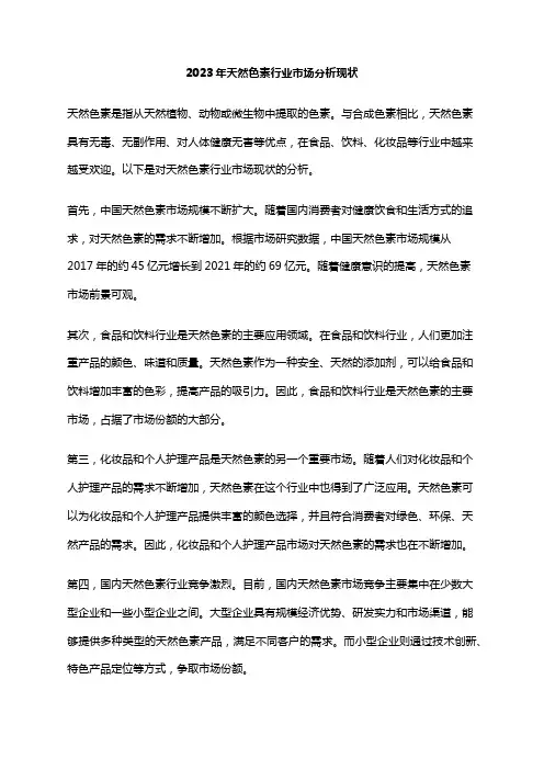 2023年天然色素行业市场分析现状
