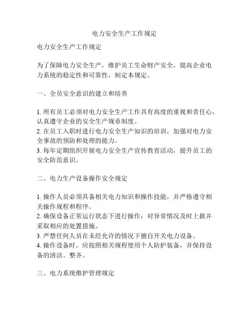 电力安全生产工作规定