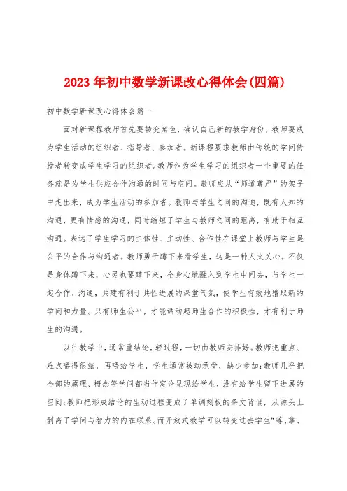 2023年初中数学新课改心得体会(四篇)