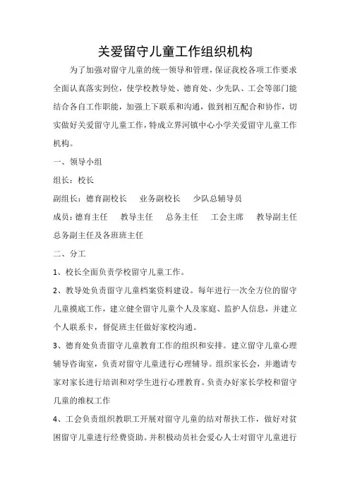 中心小学留守儿童组织机构