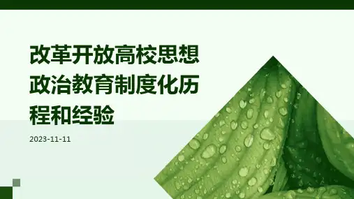 改革开放高校思想政治教育制度化历程和经验