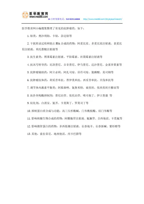 常见的肿瘤药