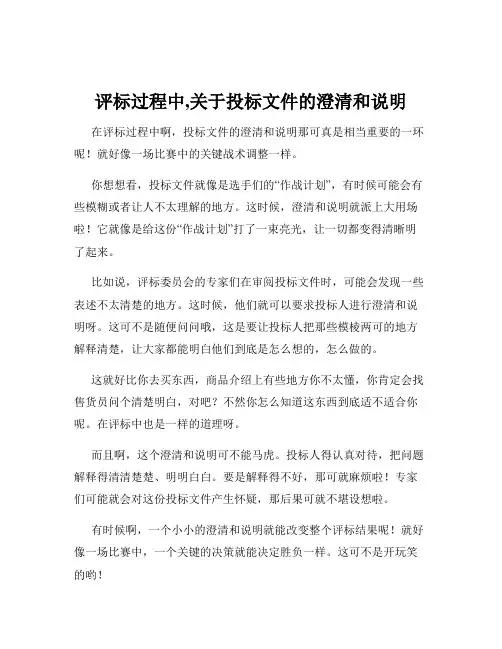 评标过程中,关于投标文件的澄清和说明