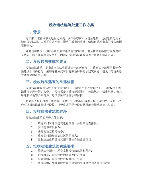 没收违法建筑处置工作方案