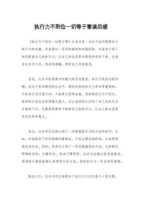 执行力不到位一切等于零读后感
