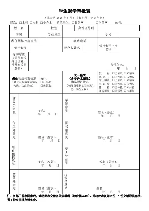 学生退学审批表 