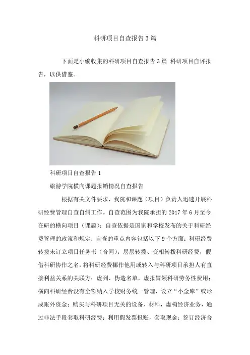 科研项目自查报告3篇