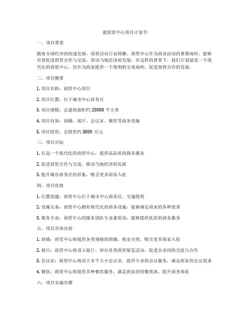 建商贸中心项目计划书