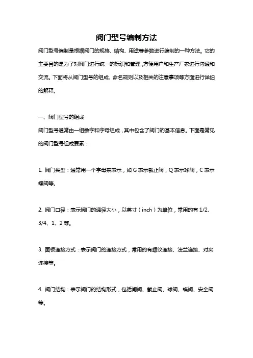 阀门型号编制方法