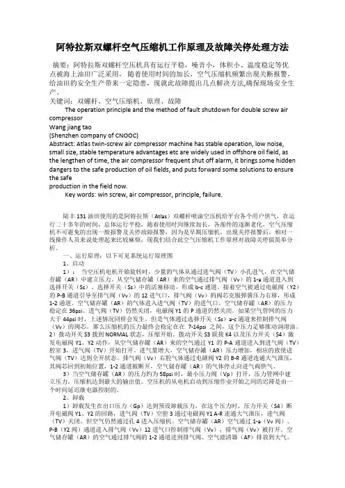 阿特拉斯双螺杆空气压缩机工作原理及故障关停处理方法