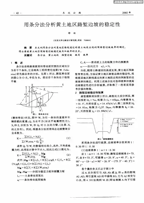 用条分法分析黄土地区路堑边坡的稳定性