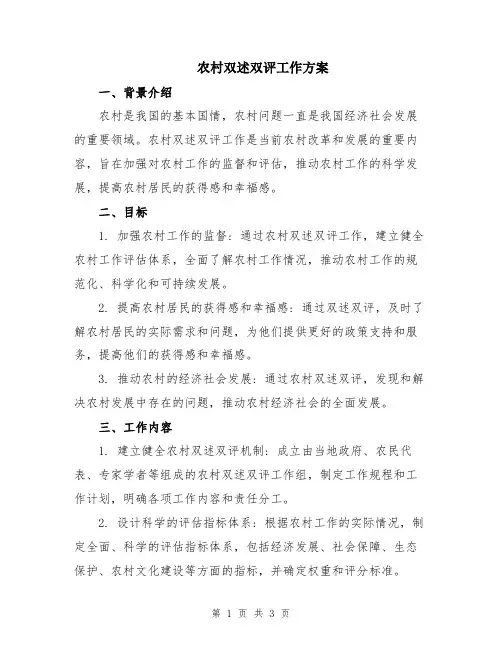 农村双述双评工作方案
