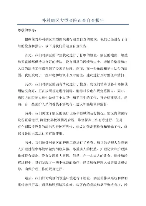 外科病区大型医院巡查自查报告