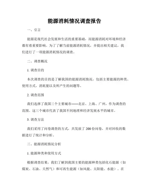 能源消耗情况调查报告
